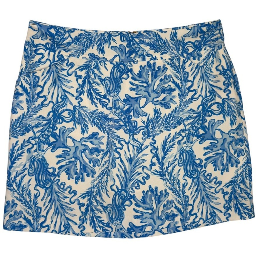 Lilly Pulitzer Skort Blue‎ White Coral Print Built In Shorts Women's 14